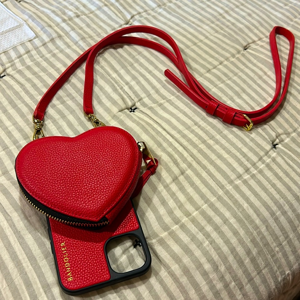 Bandolier Willa Red Leather iPhone 14 Plus Crossbody Case